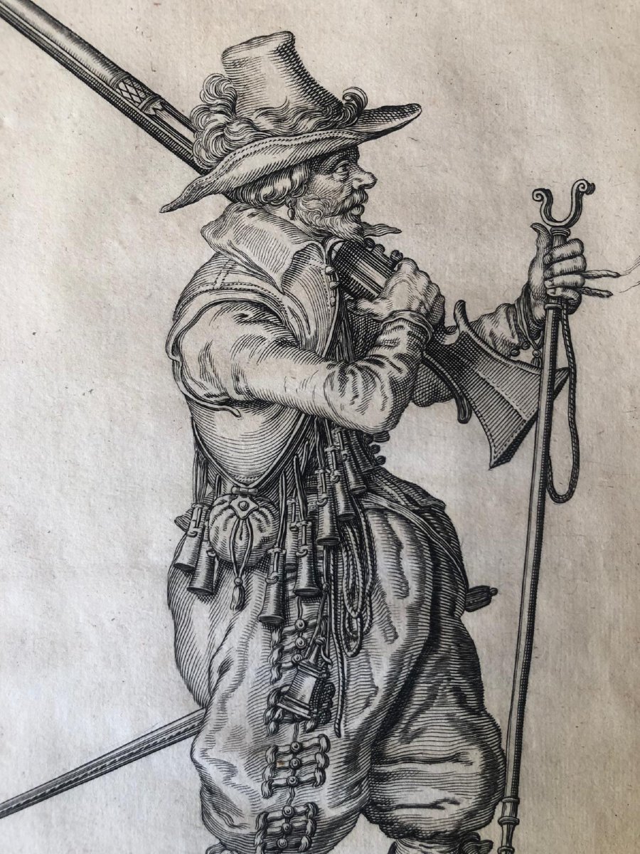 De Gheyn Jacob Soldati con Armi Medioevali Incisioni All'Acquaforte Serie di Quattro 1607-photo-7