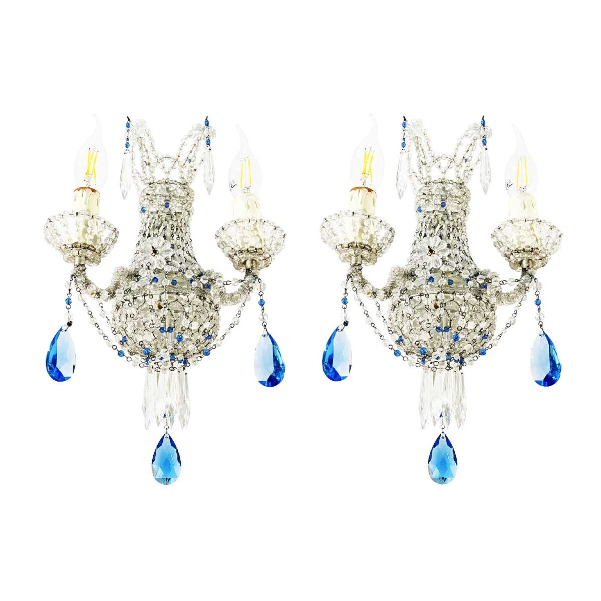 Coppia Di appliques Con Perline A Due Luci-photo-2