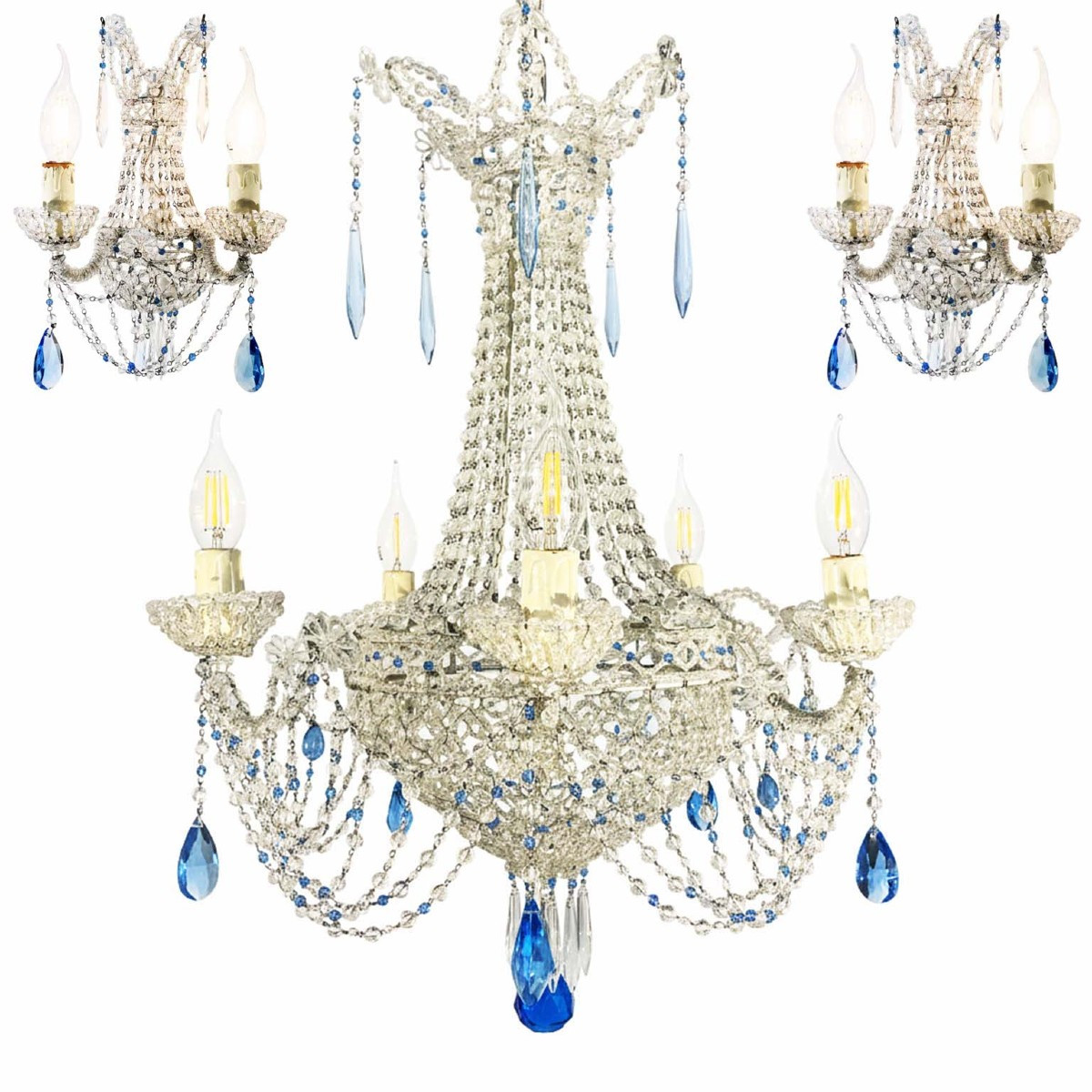 Coppia Di appliques Con Perline A Due Luci-photo-4