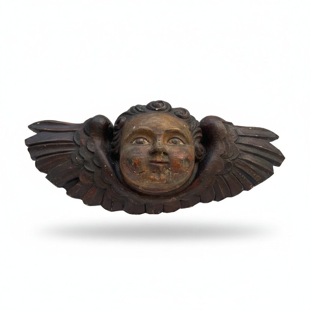 Teste Di Angeli Alate In Legno-photo-4