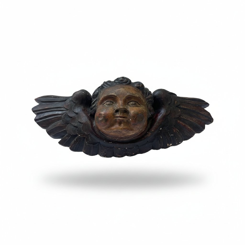 Teste Di Angeli Alate In Legno-photo-1