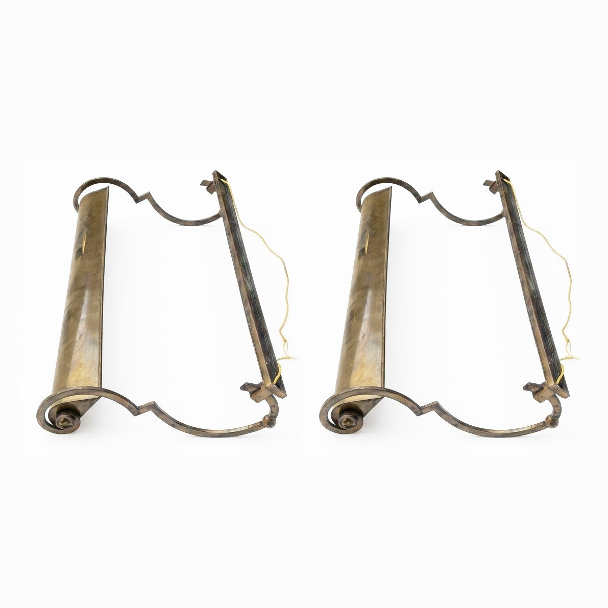 Coppia Di Lampade Da Parete In Ottone Per Quadri