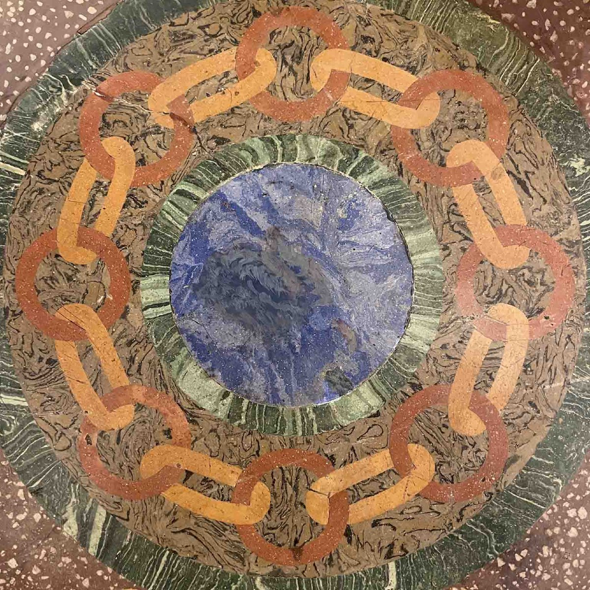 Raro Tavolo In Scagliola Del 1800: Un Trionfo Di Intarsi E Colore-photo-2