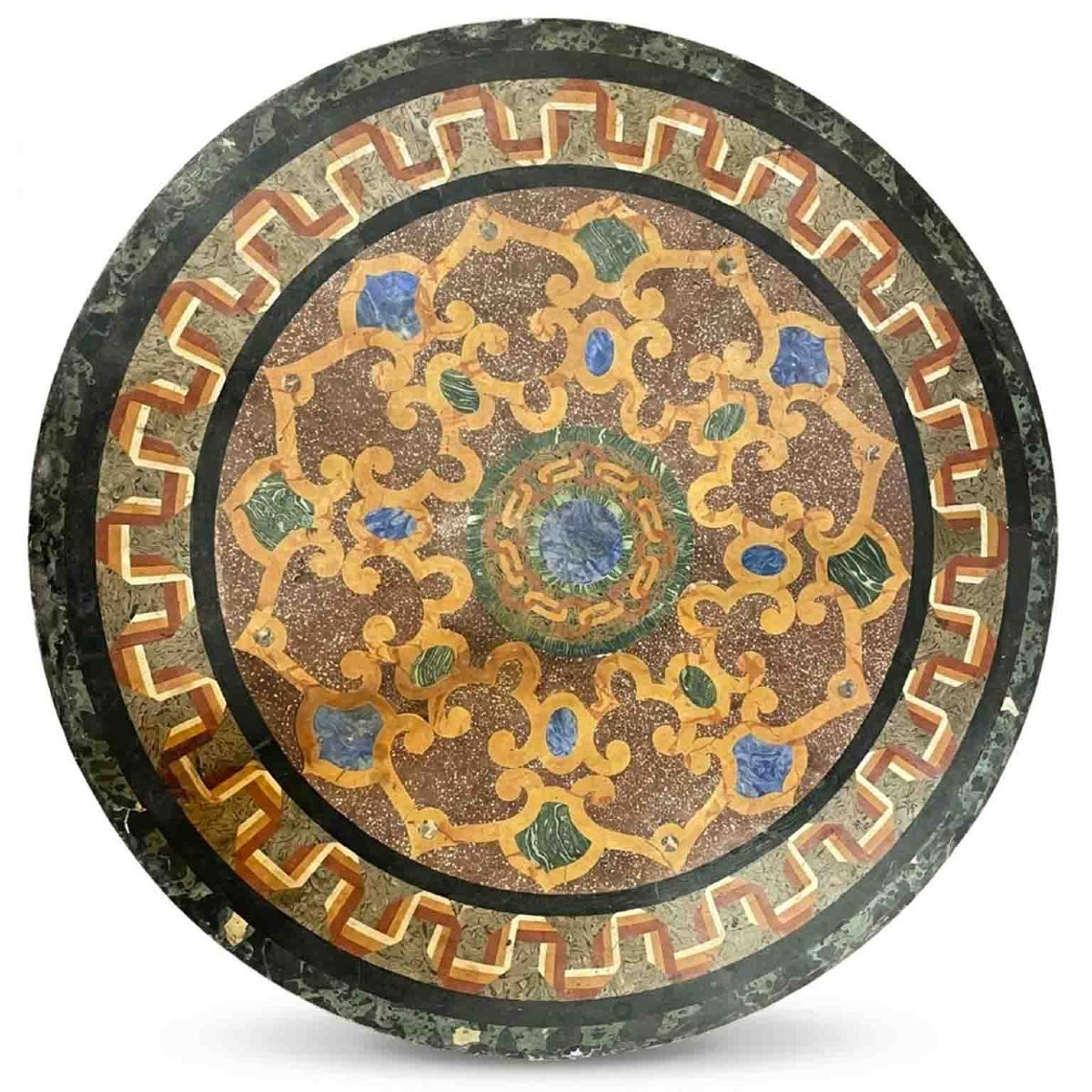 Raro Tavolo In Scagliola Del 1800: Un Trionfo Di Intarsi E Colore-photo-4