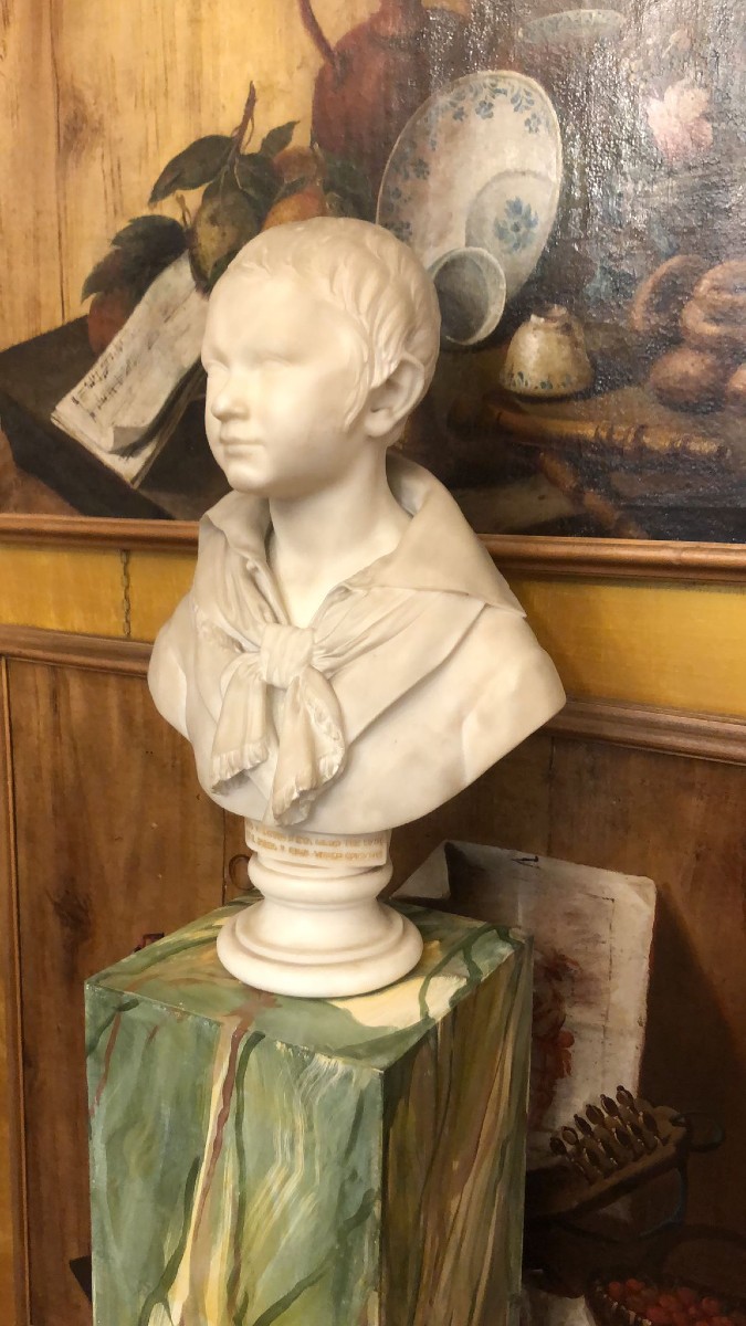 Francesco Stanga Busto Di Bambino In Marmo Di Carrara 1837-photo-5