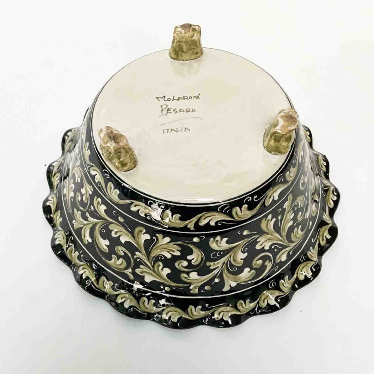 Centrotavola In Ceramica Decorata Molaroni Pesaro Prima Meta’ 1900-photo-2