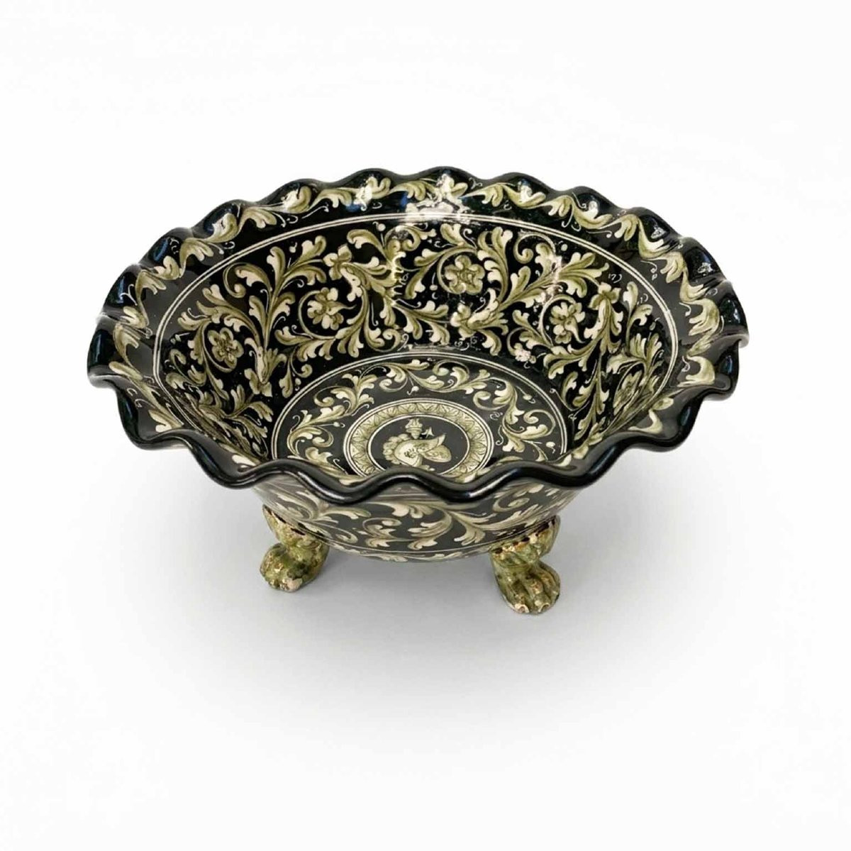 Centrotavola In Ceramica Decorata Molaroni Pesaro Prima Meta’ 1900-photo-4