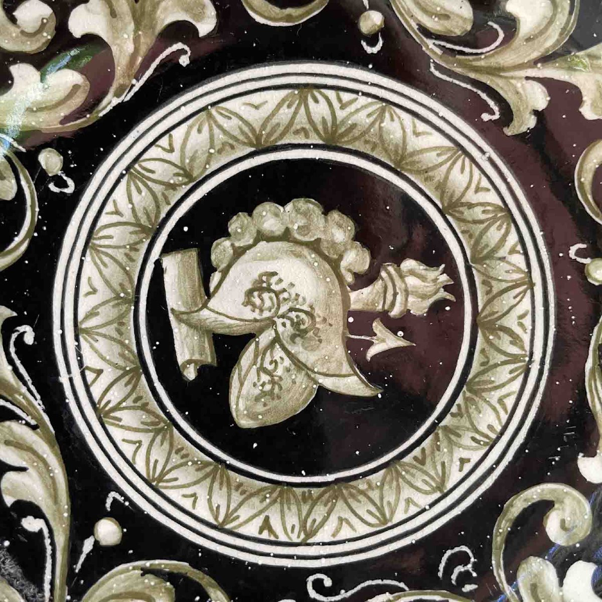 Centrotavola In Ceramica Decorata Molaroni Pesaro Prima Meta’ 1900-photo-1