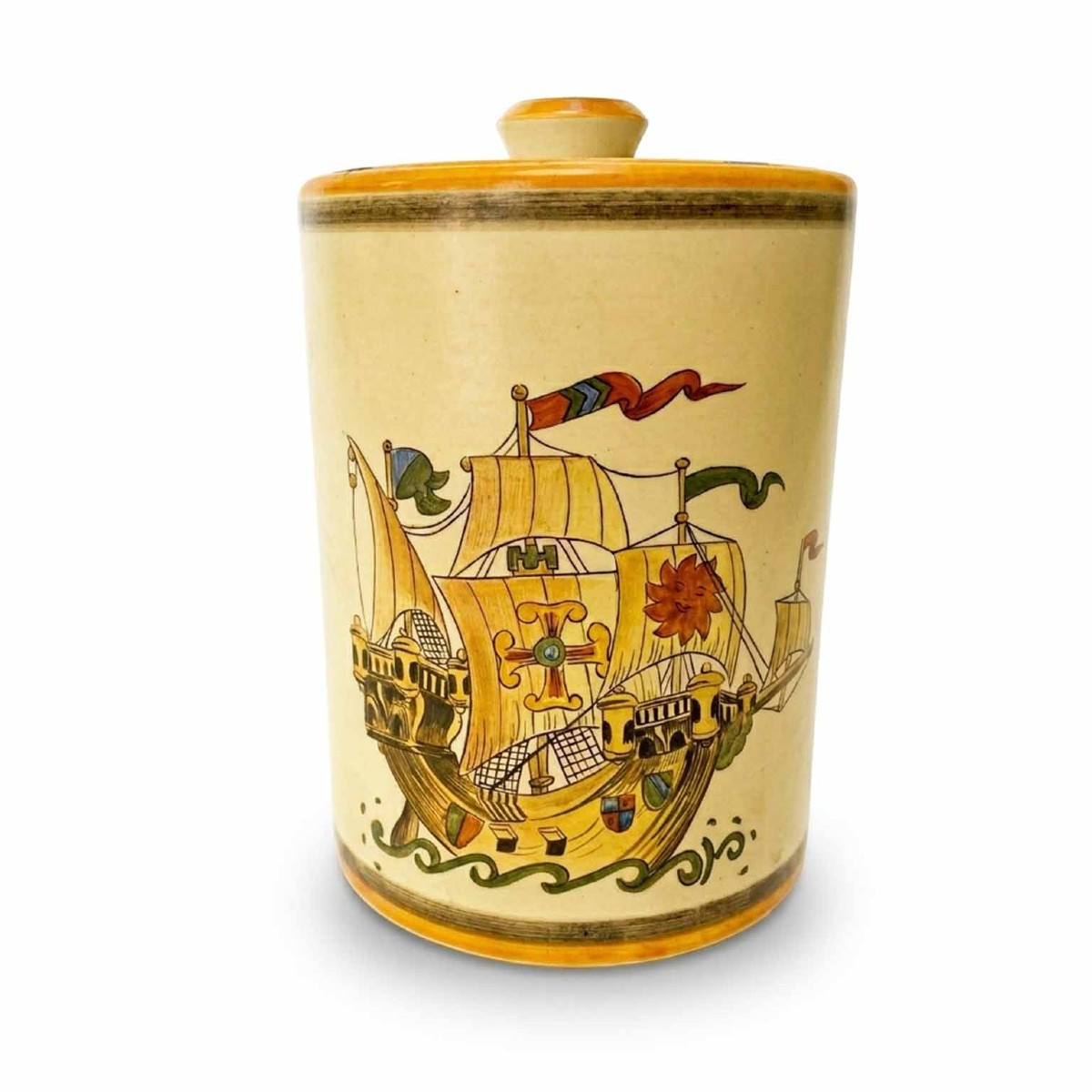 Lenci Barattolo Con Galeone 1940 circa