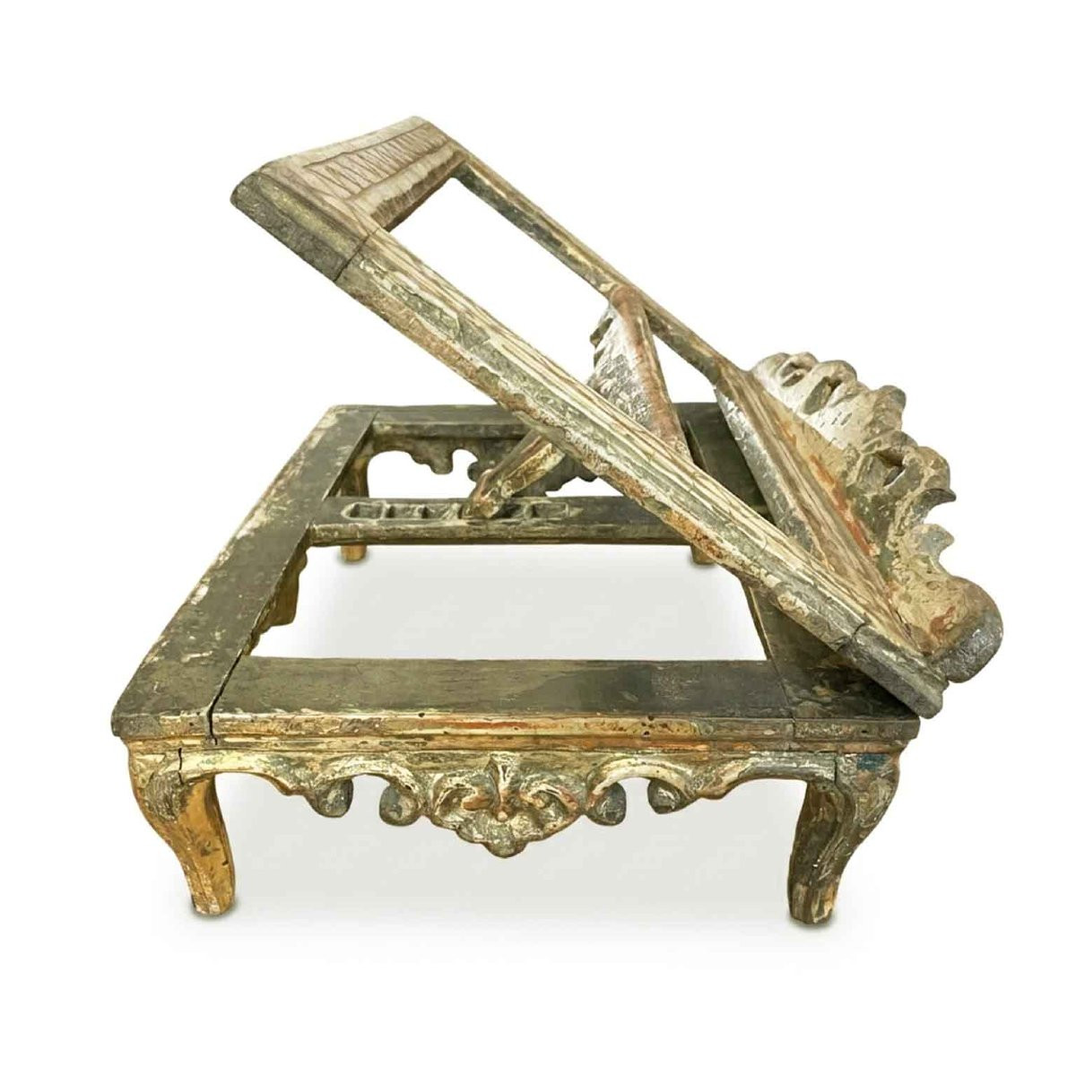 Leggio Da Tavolo Veneziano In Legno Intagliato e Dorato Del 1700-photo-1
