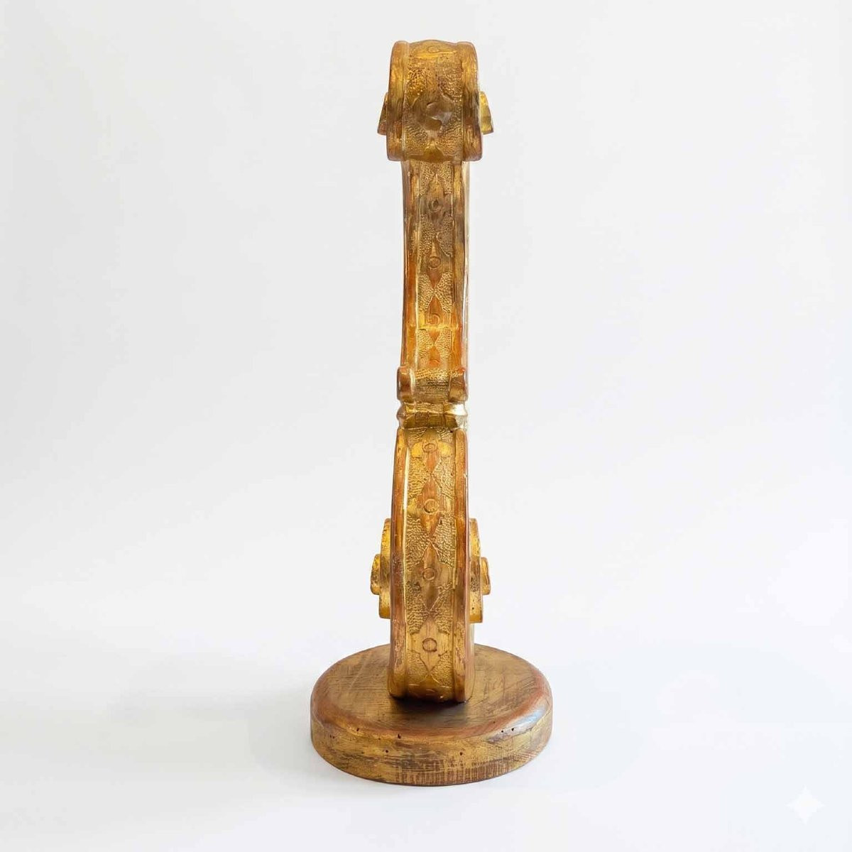 Fregio in Legno Intagliato e Dorato a Forma di Voluta primi 1800-photo-2