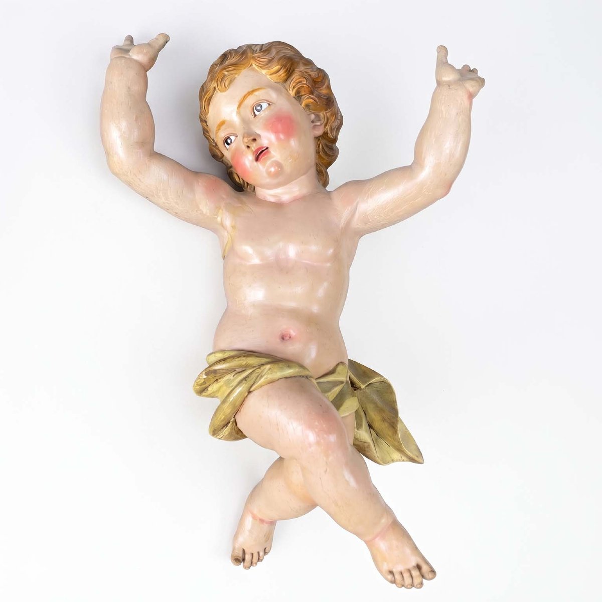 Coppia di Putti Barocchi in Legno Laccato-photo-4