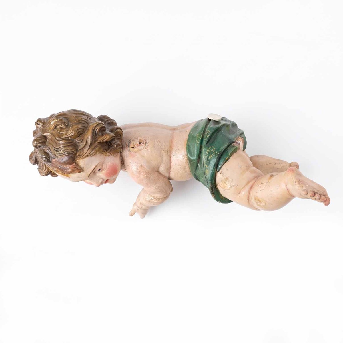 Coppia di Putti Barocchi in Legno Laccato-photo-1