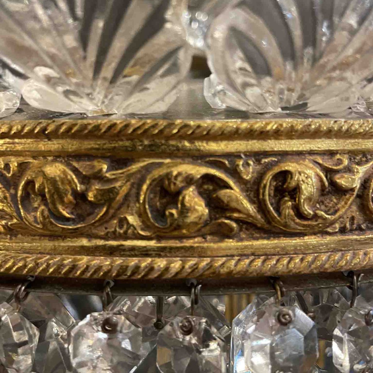 Pendant di Plafoniere in Bronzo e Cristallo, Italia anni 60-photo-1