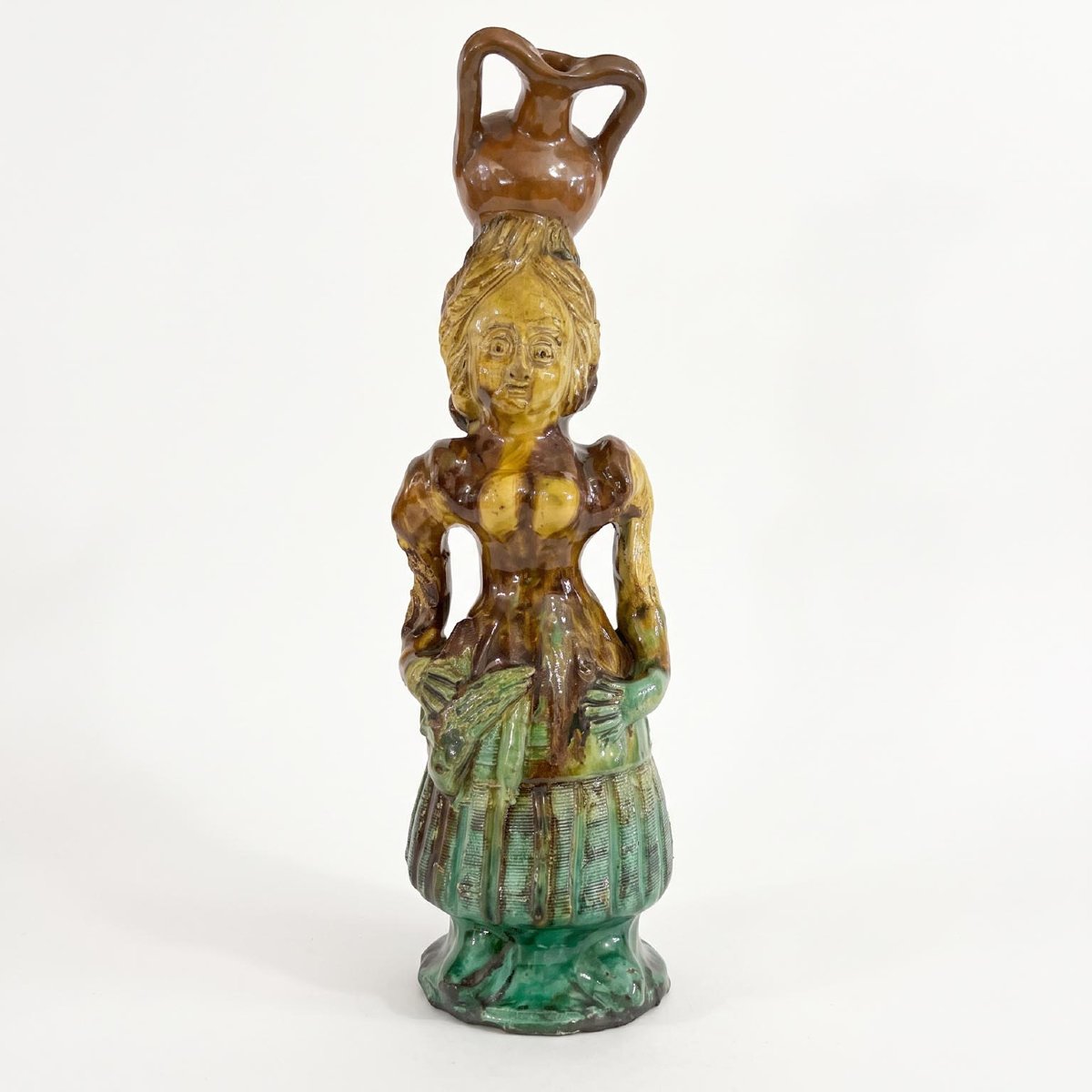 Tre Brocche Antropomorfe con Babbaluti in Terracotta Seminara 1800-photo-2