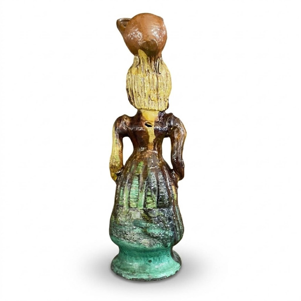 Tre Brocche Antropomorfe con Babbaluti in Terracotta Seminara 1800-photo-4
