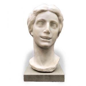 Aurelio Bossi Busto di Donna in Marmo Bianco