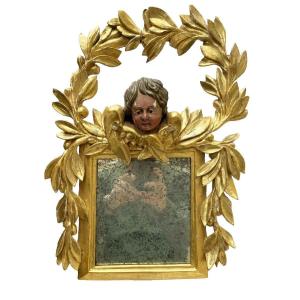 Specchio Italiano Dorato Con Putto 1800