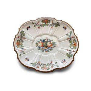 Grande Piatto In Maiolica Della Manifattura Antonibon Con Decoro Alla Frutta 1750 Circa