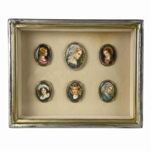 Anna Manfriani Composizione Di Sei Miniature Ovali 1960 Circa