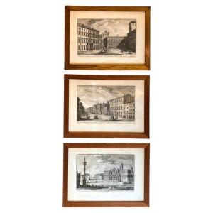  Giuseppe Vasi Vedute di Roma e Venezia Set di tre Incisioni Acquaforti del 1757
