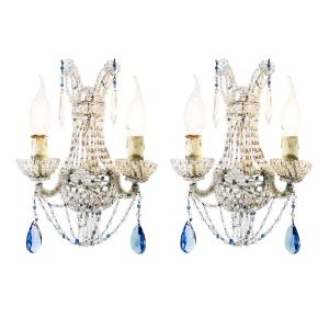 Coppia Di appliques Con Perline A Due Luci