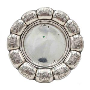 Piatto Circolare con Bordo Mistilineo in Argento del Regno di Sardegna ante 1872