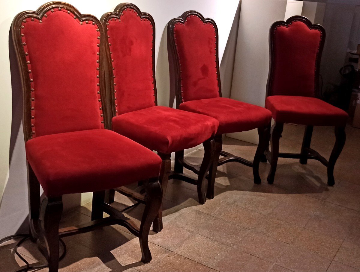4 sedie Luigi XIV in noce