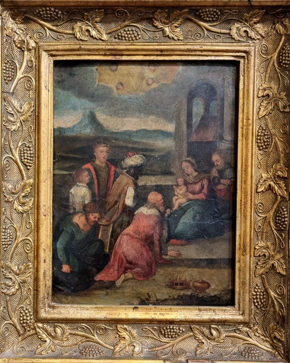 Coppia di dipinti su rame " Adorazione dei Magi e Circoncisione "-photo-1