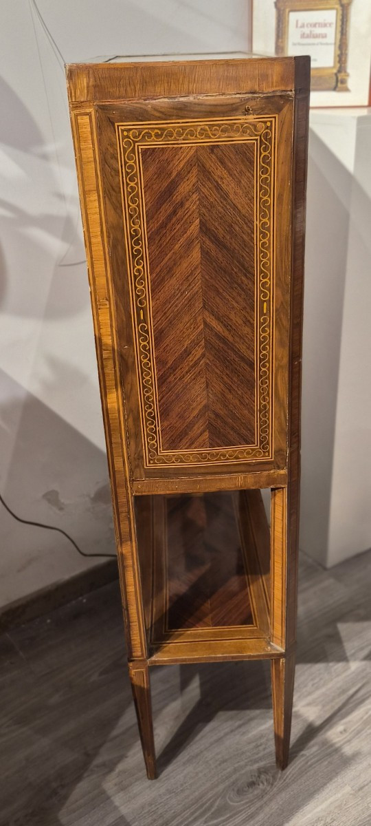 Piccolo Secretaire in legno marchettato d'epoca Luigi XVI-photo-4