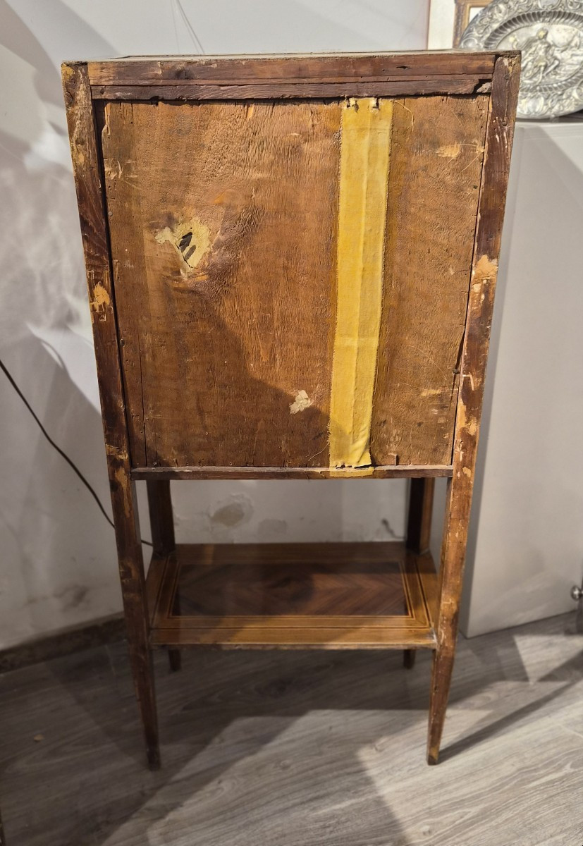 Piccolo Secretaire in legno marchettato d'epoca Luigi XVI-photo-6