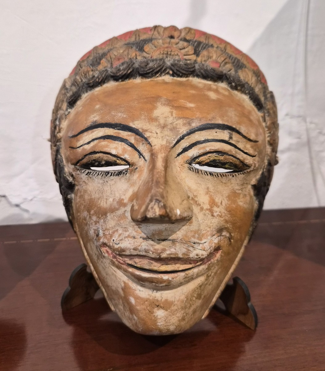 Paio di Maschere orientali legno policromo-photo-2