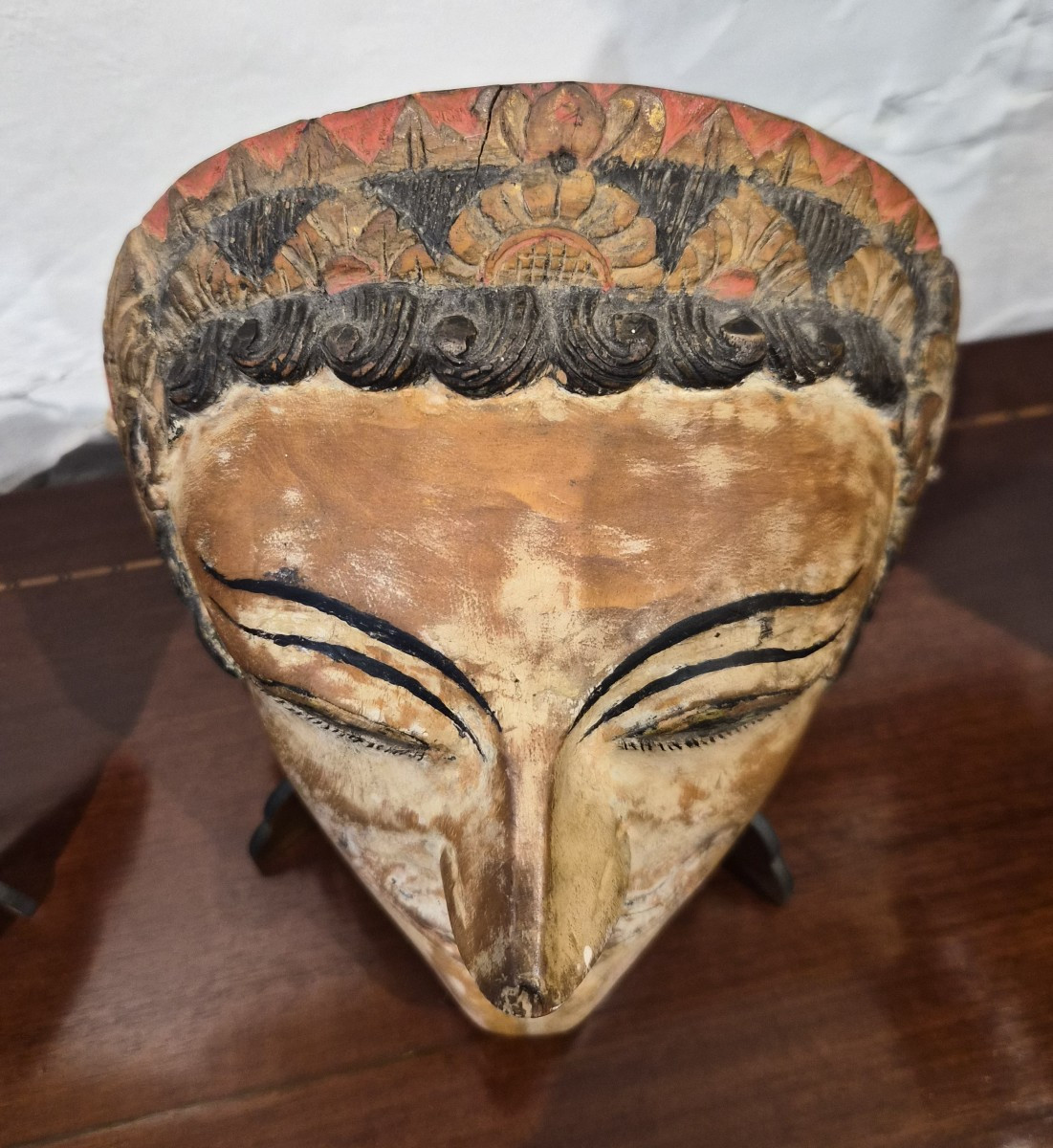 Paio di Maschere orientali legno policromo-photo-3