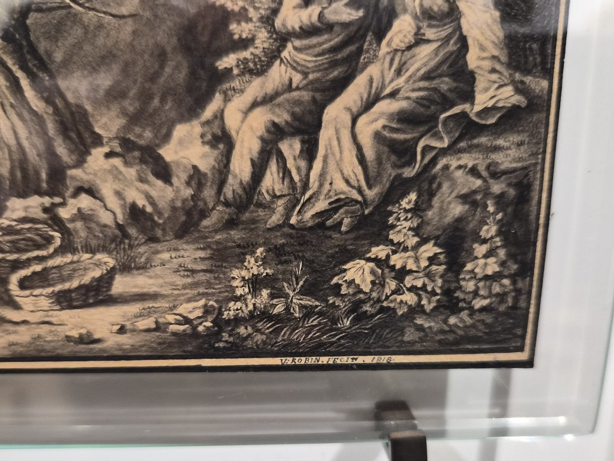 Disegno su carta in cornice dorata-photo-2