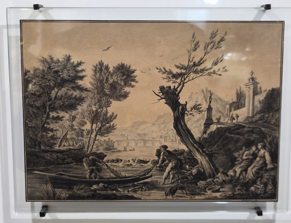 Disegno su carta in cornice dorata-photo-3