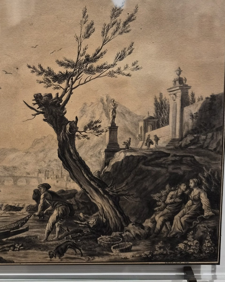 Disegno su carta in cornice dorata-photo-4