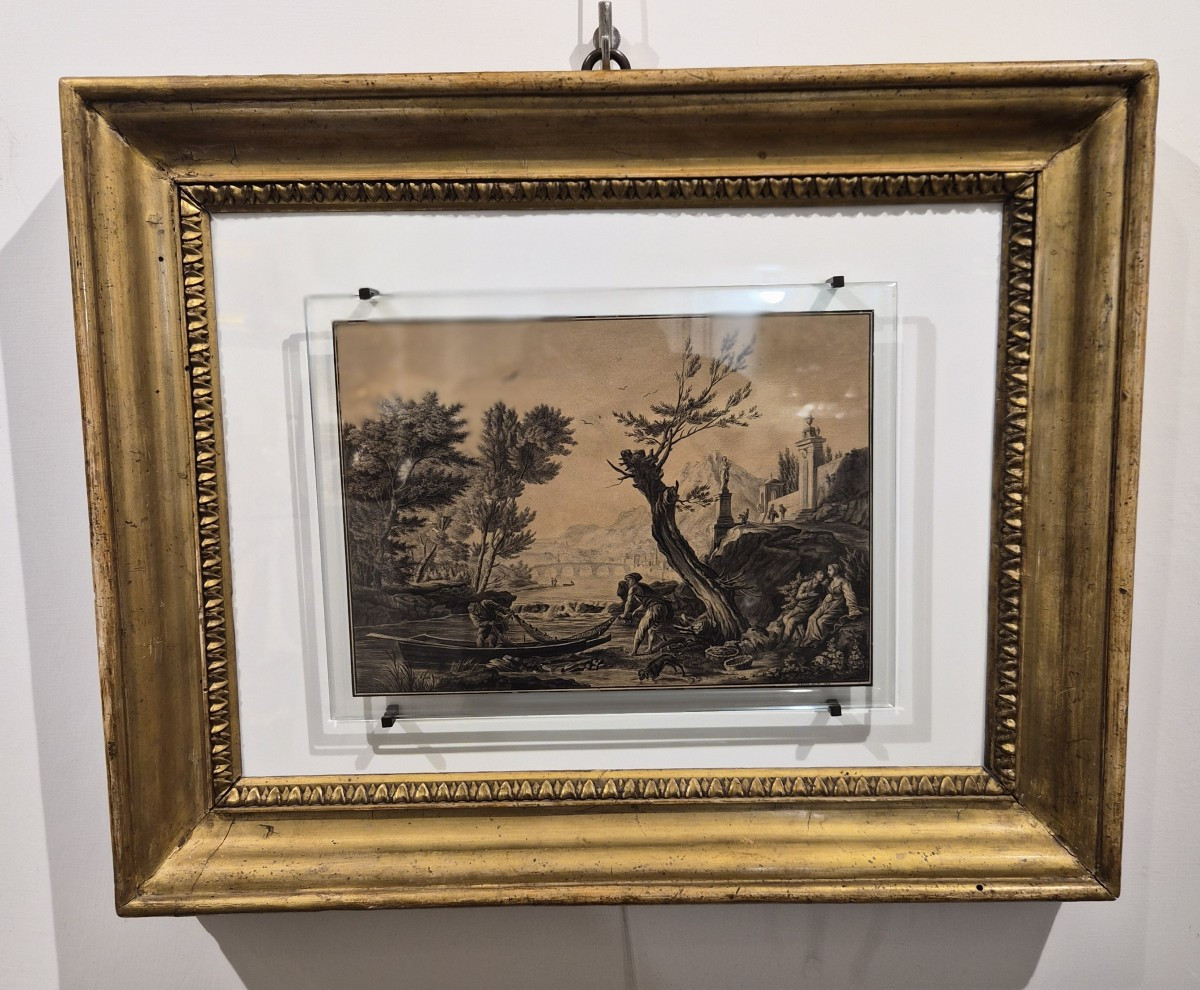 Disegno su carta in cornice dorata-photo-5