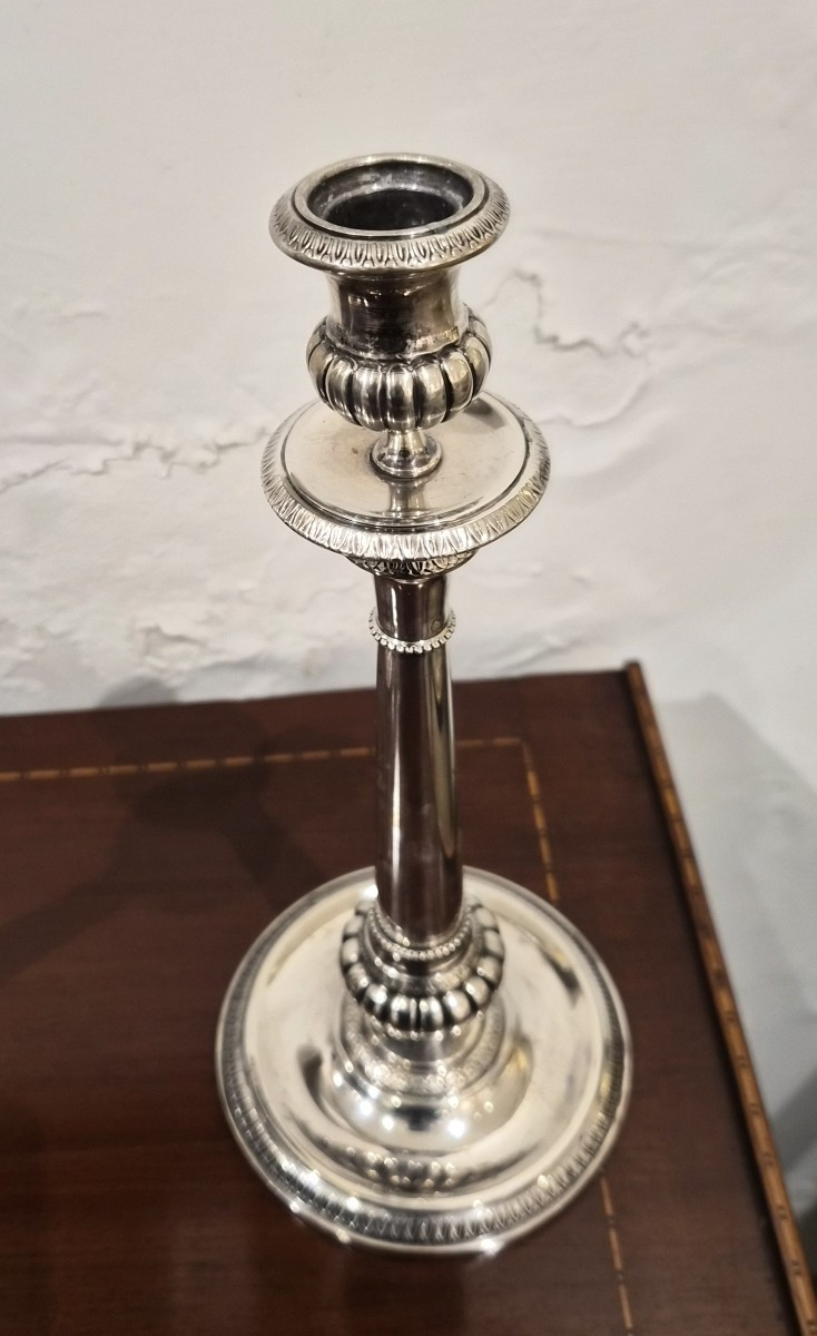 Coppia di candelieri in argento massiccio italiano-photo-2