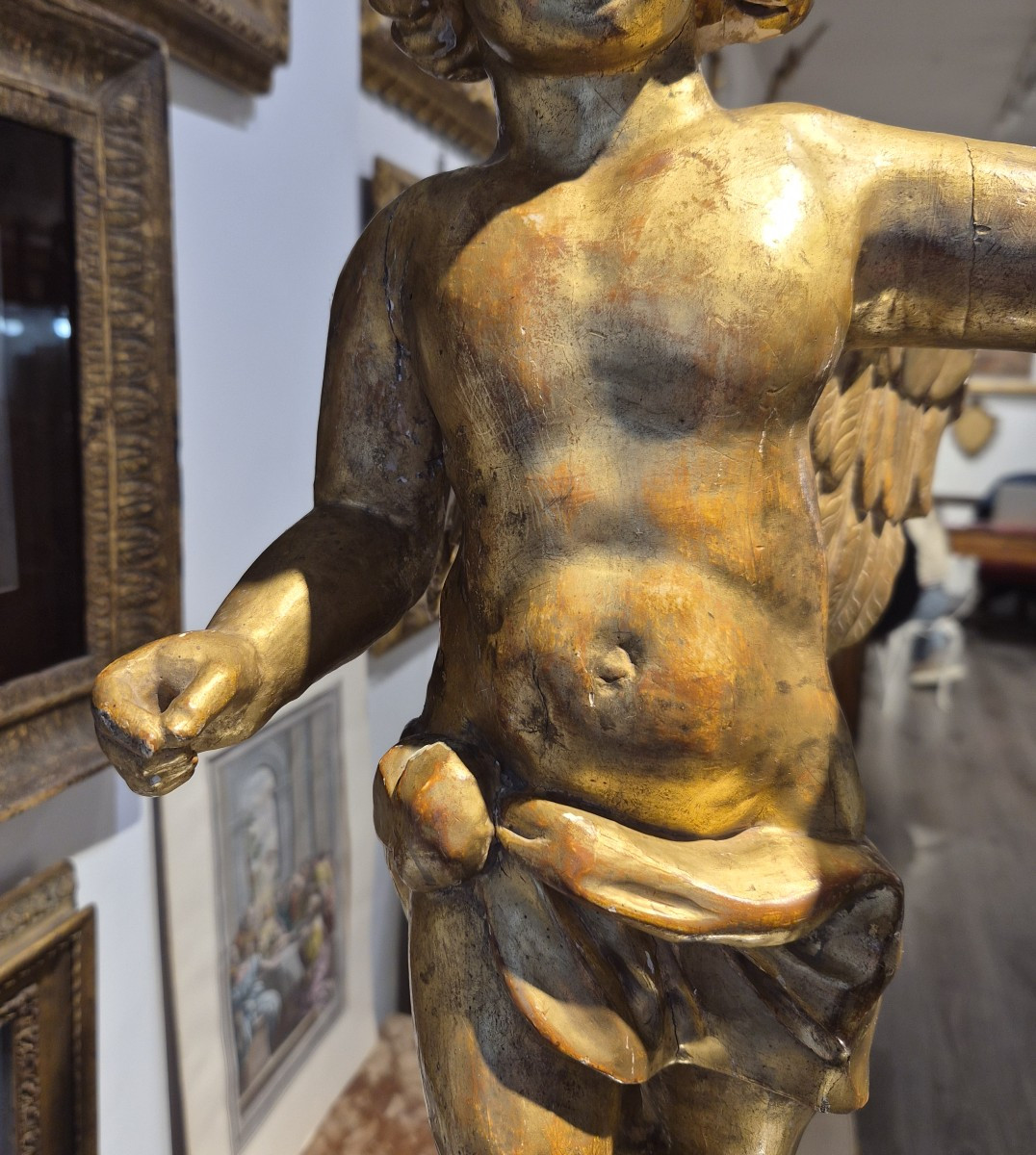 Putto Barocco in legno dorato-photo-4