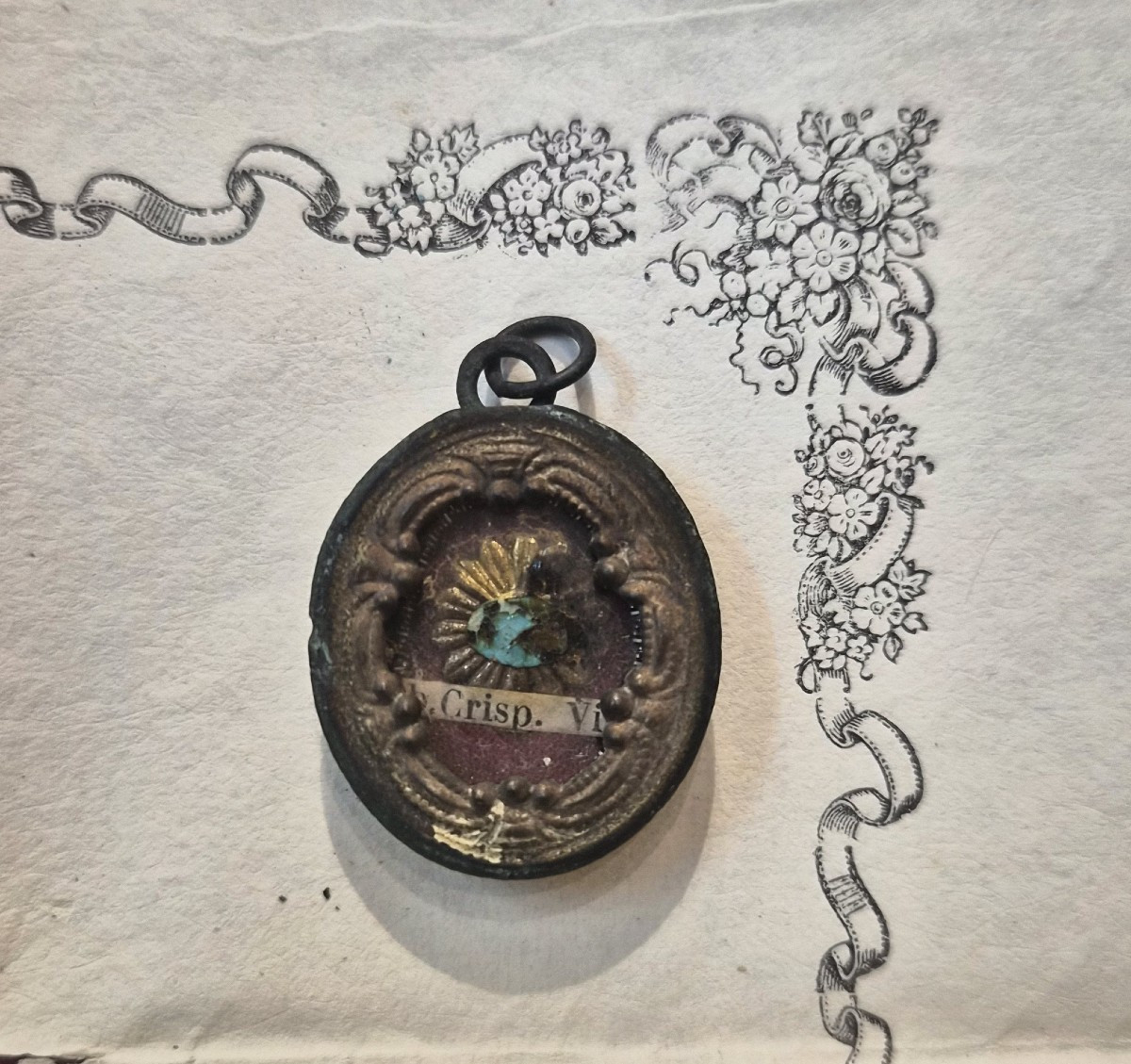 Reliquia di San Crispino da Viterbo con autentica del 1876, ex Carne S.Crispini a Viterbo-photo-2