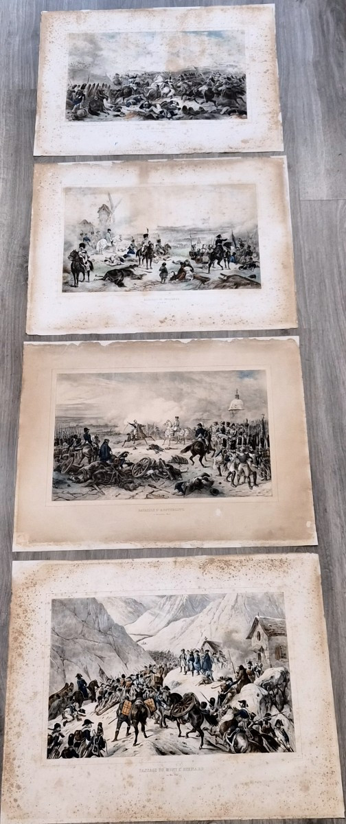 4 litografie colorate originali acquerralate  d'epoca,primo quarto del xix secolo-photo-1