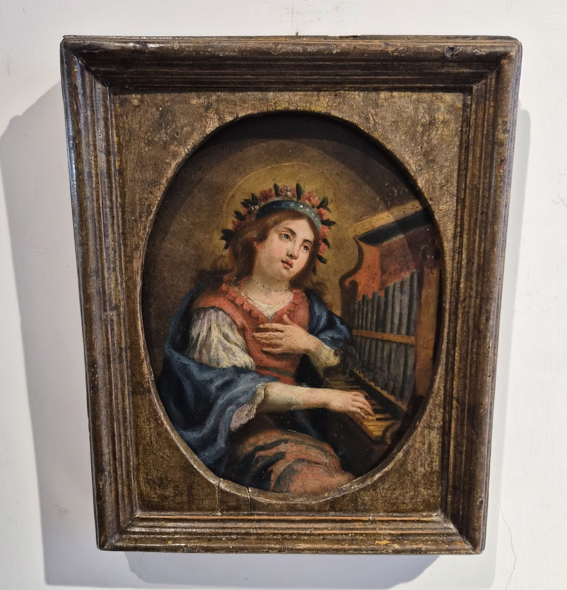 Santa Cecilia,dipinto su alabastro-photo-2