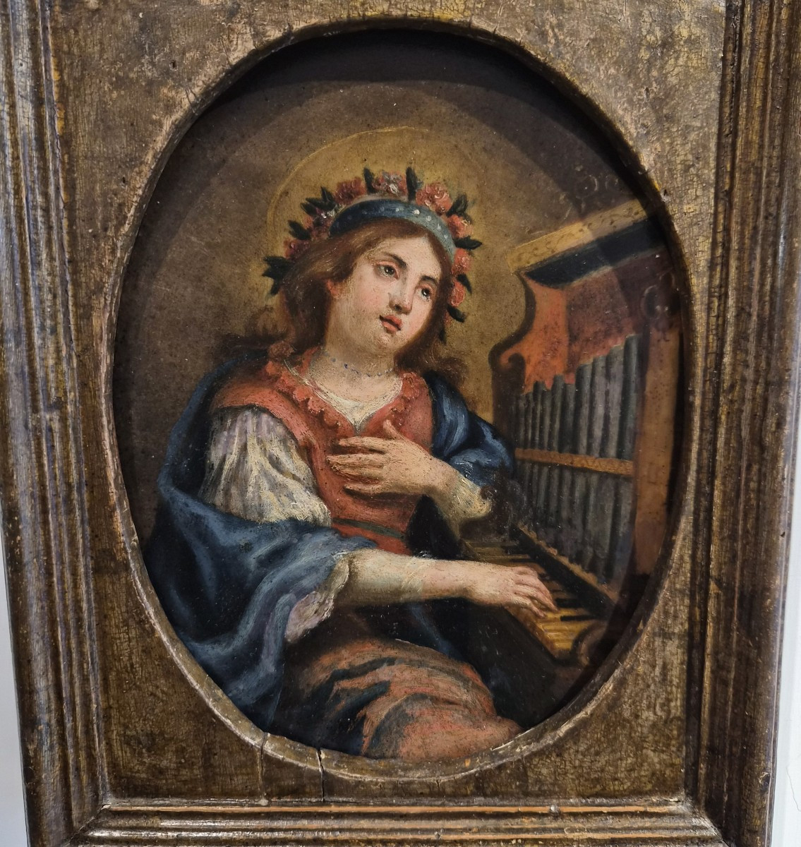 Santa Cecilia,dipinto su alabastro-photo-3