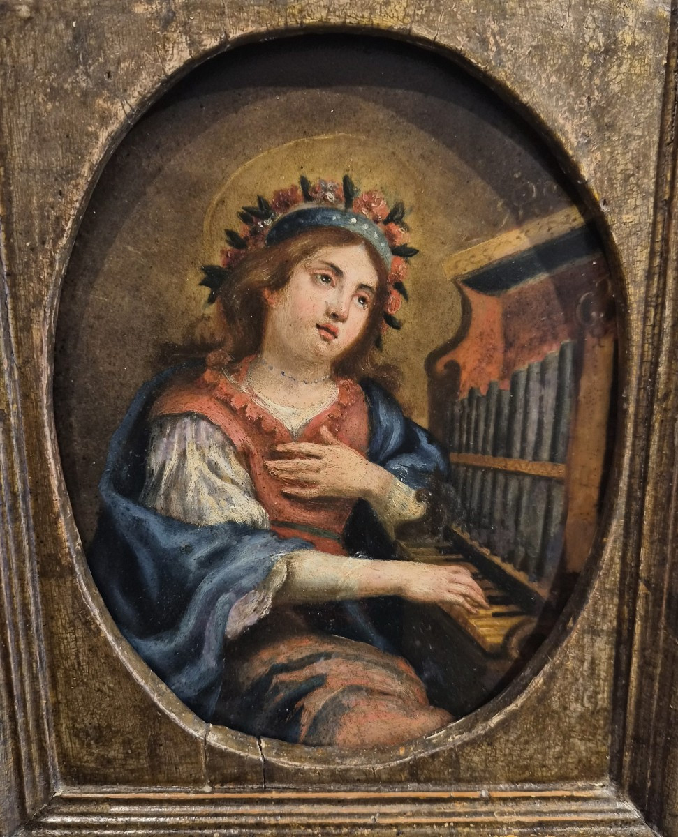 Santa Cecilia,dipinto su alabastro-photo-4