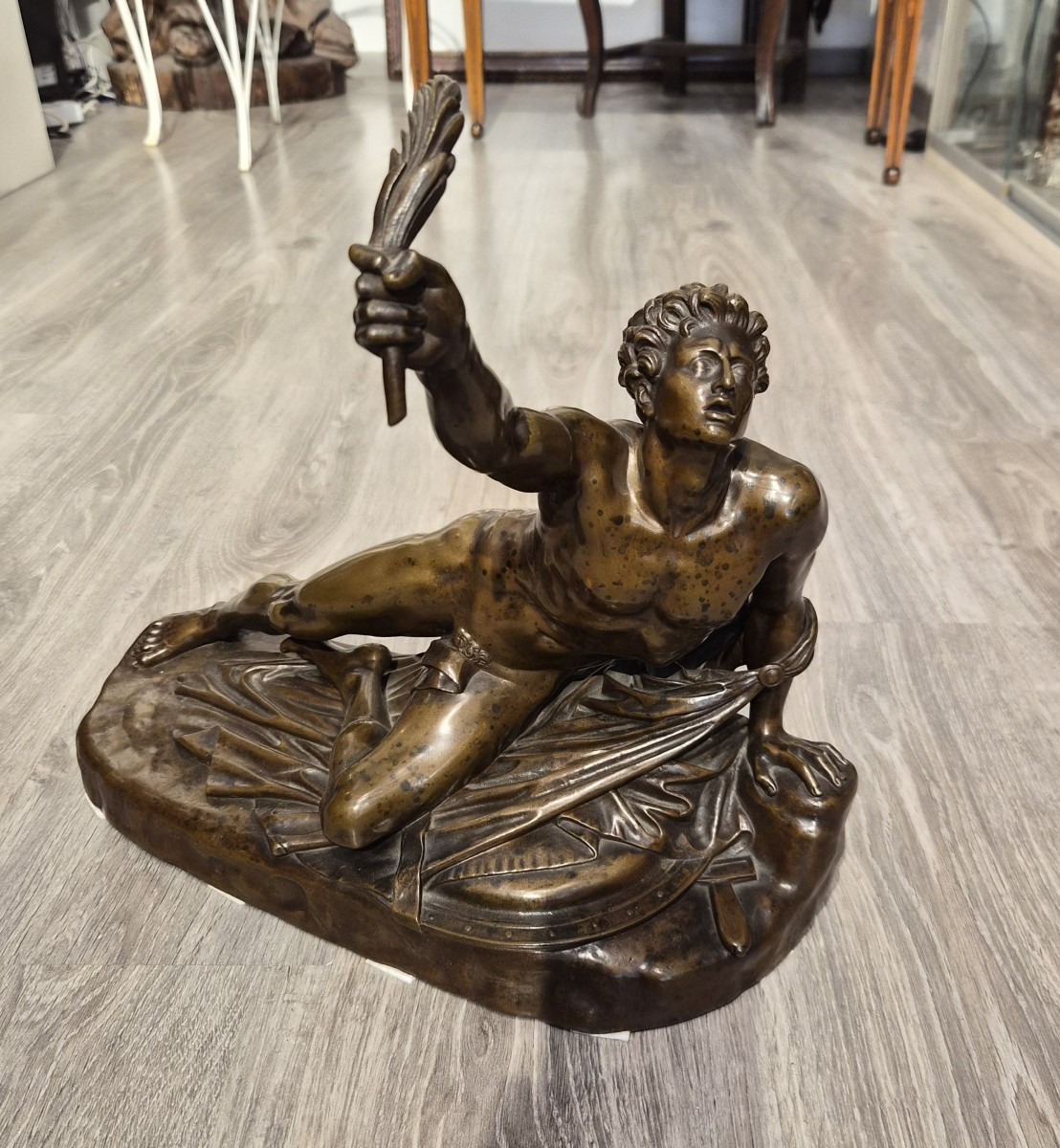 La scultura in bronzo del Soldato di Maratona,firmata F.Barbedienne-photo-2