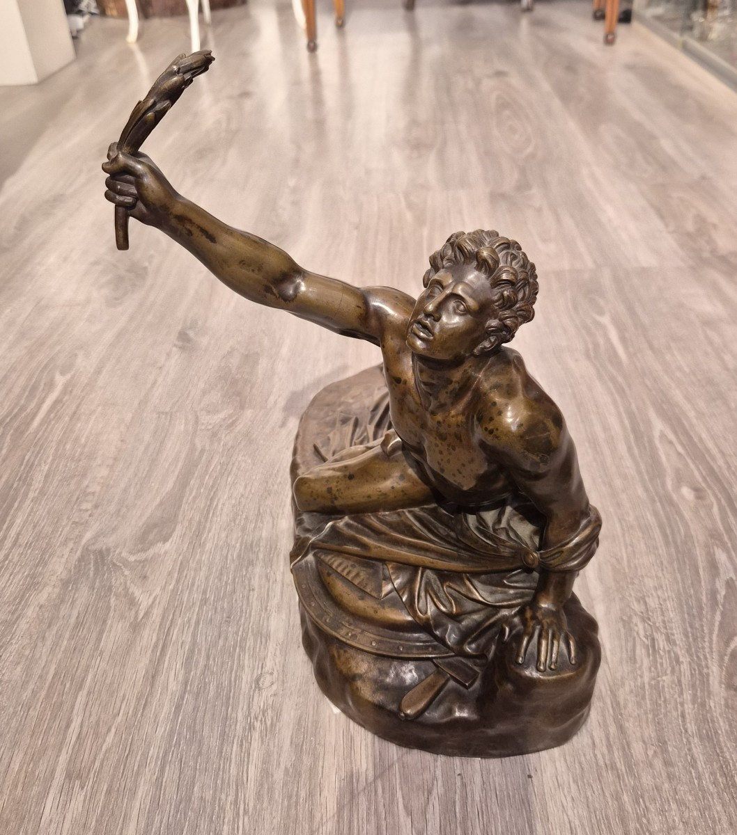 La scultura in bronzo del Soldato di Maratona,firmata F.Barbedienne-photo-3