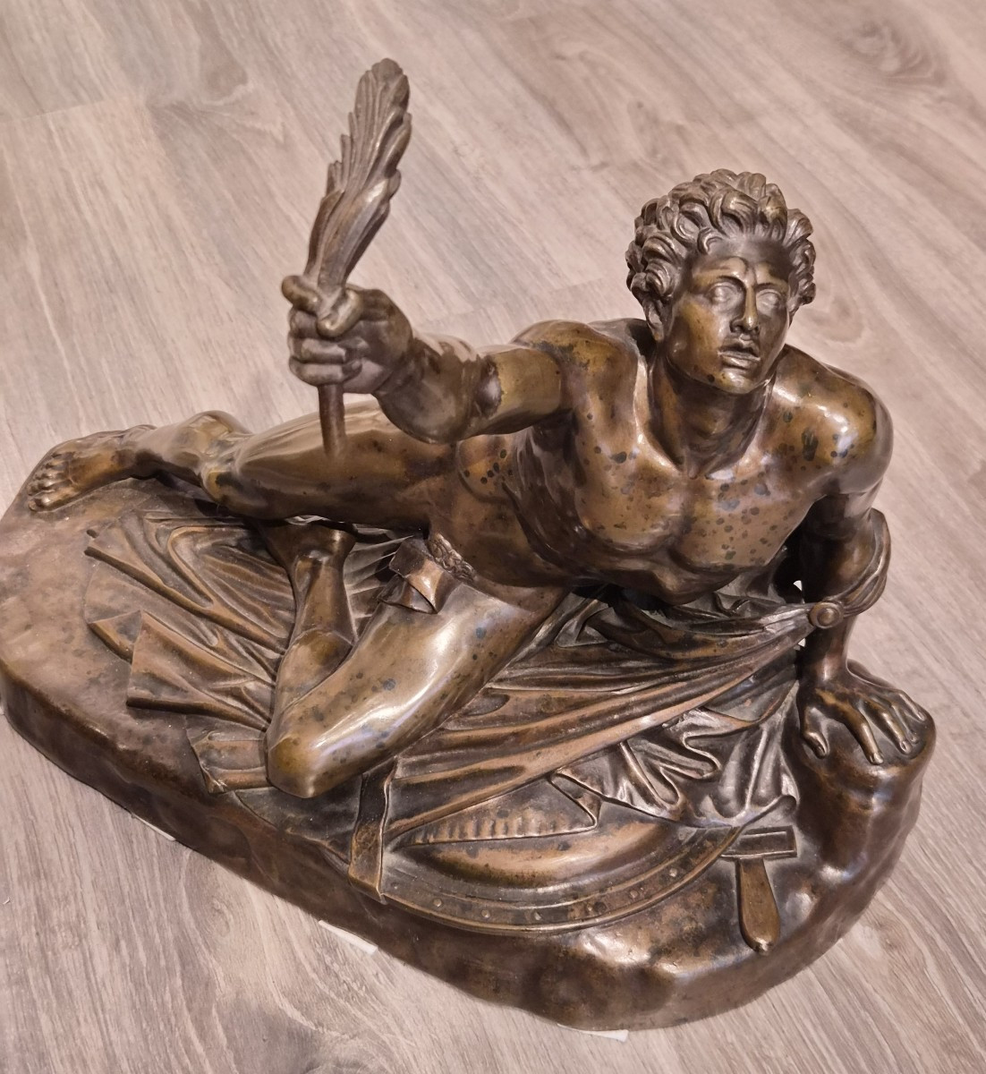 La scultura in bronzo del Soldato di Maratona,firmata F.Barbedienne-photo-4