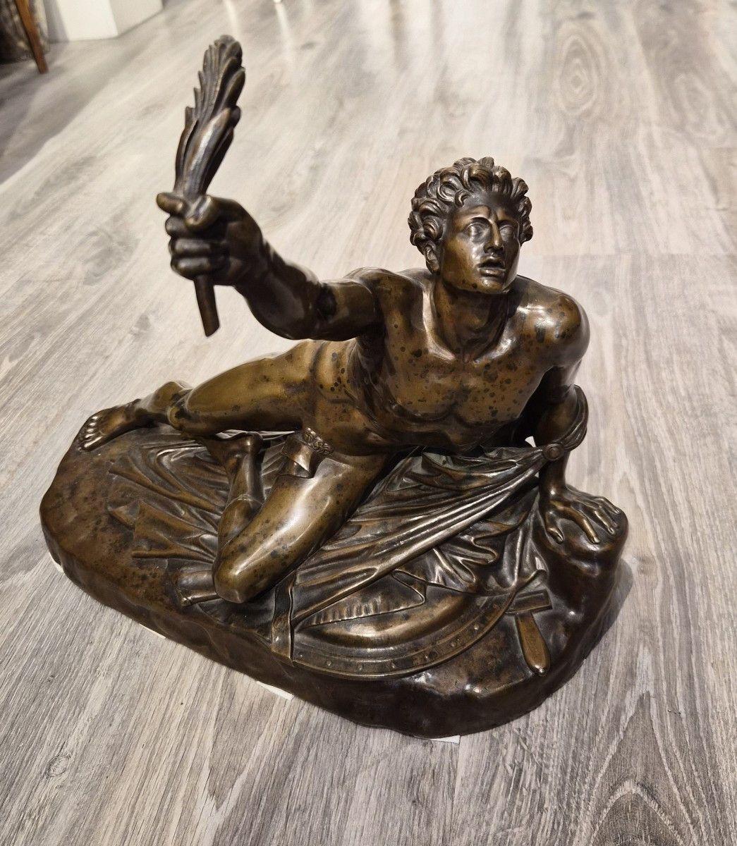 La scultura in bronzo del Soldato di Maratona,firmata F.Barbedienne-photo-1