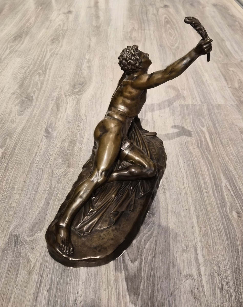 La scultura in bronzo del Soldato di Maratona,firmata F.Barbedienne-photo-2