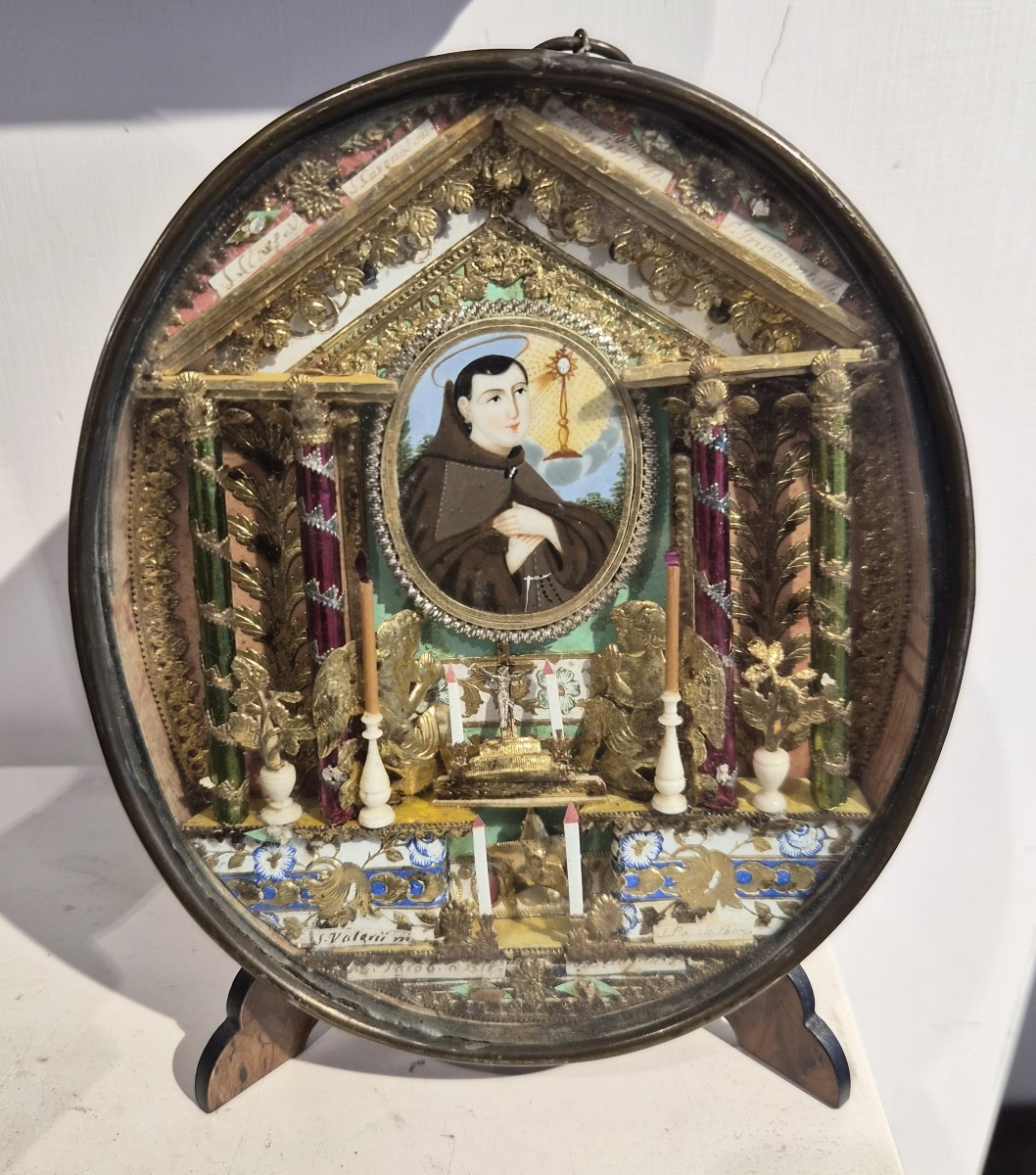 Grande Reliquiario con immagine di San Pasquale de Baylon e 8 reliquie, certificazione dat.1859-photo-2